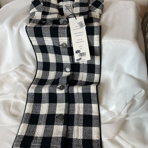 Veronica Beard Black and White Buffalo Plaid Check Slate Dickey - Picture 4 of 7